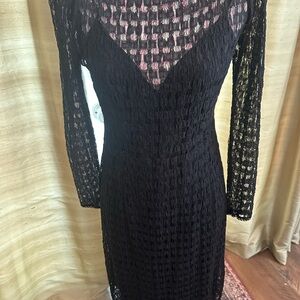 Nanette Lepore little black dress size 8 has slip and lace over made in USA